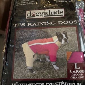 Doggiduds Pink Yellow & Orange Large Raincoat Puffer Coat Vinyl Reflective